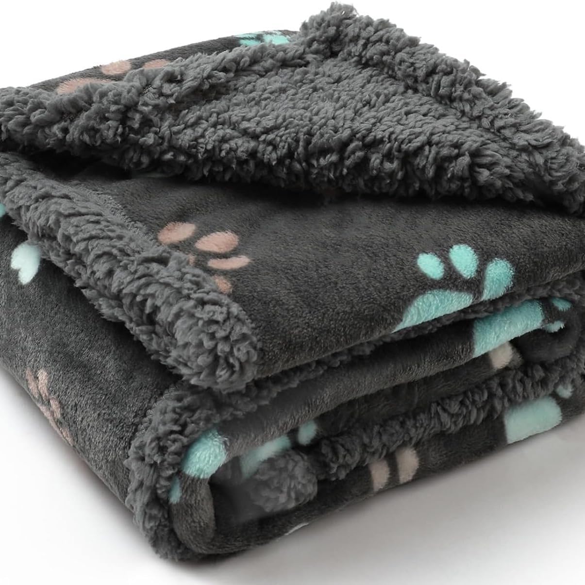 Pet Waterproof Sheepskin Thick and Warm cat/Dog Blanket, Suitable for Sofa Cushions, 40X58 inches (Gray)