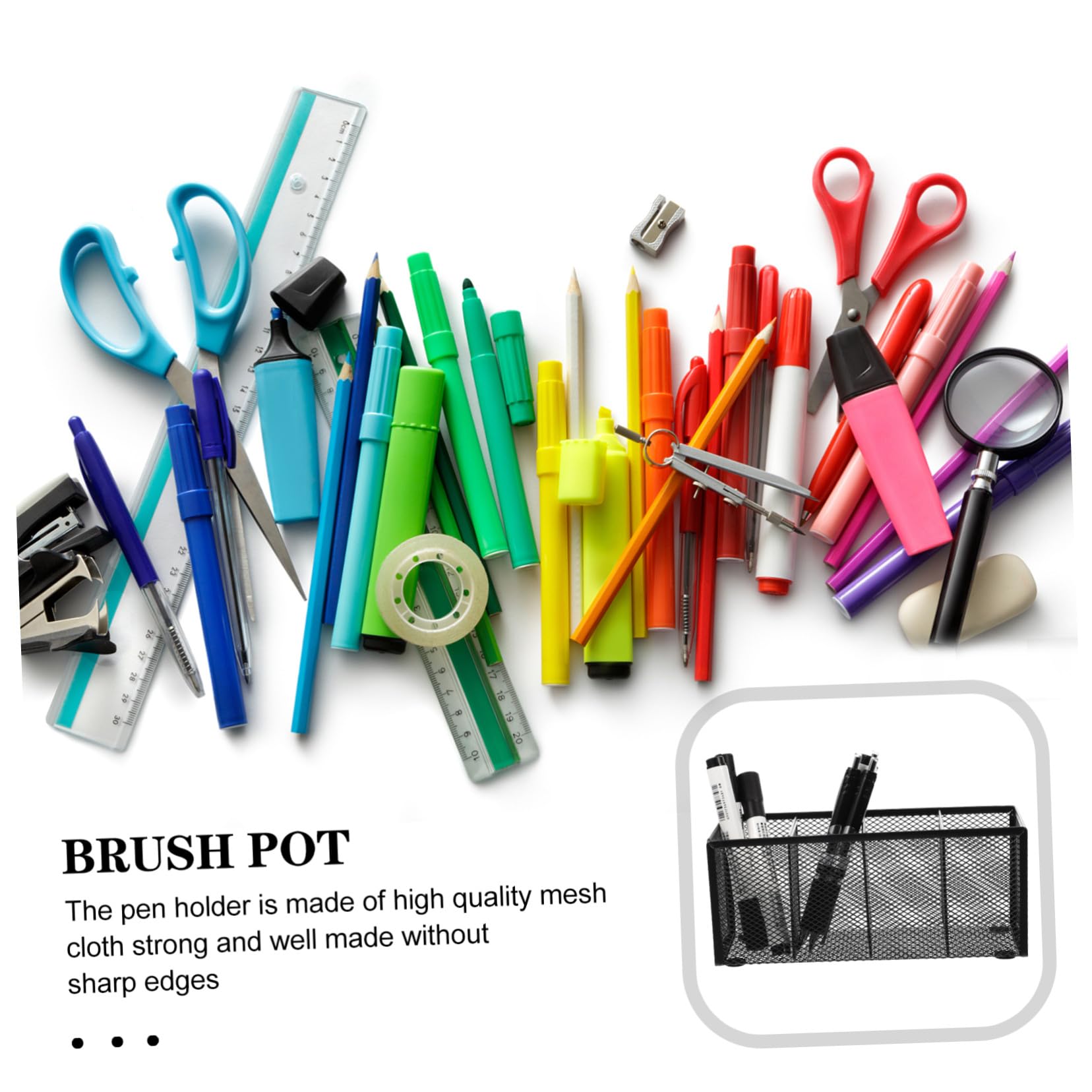 4 Stück Metall Stiftehalter mit Fächern Stabiler Schreibtisch Organizer aus Schwarzem Eisen Platzsparende Aufbewahrungsbox für Büro Schreibutensilien Leichter Vanity Organizer