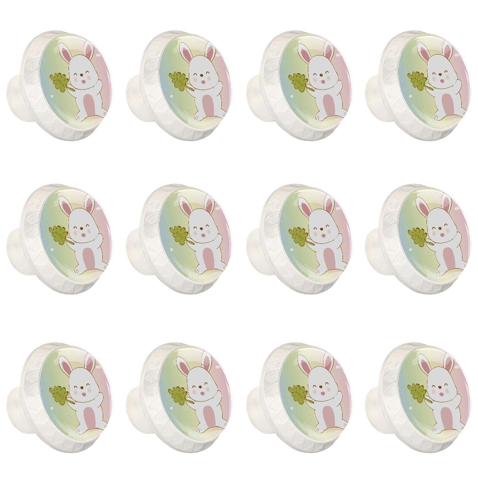 Boutons d'armoire pour chambre d'enfant et cuisine poignées colorées motif lapin