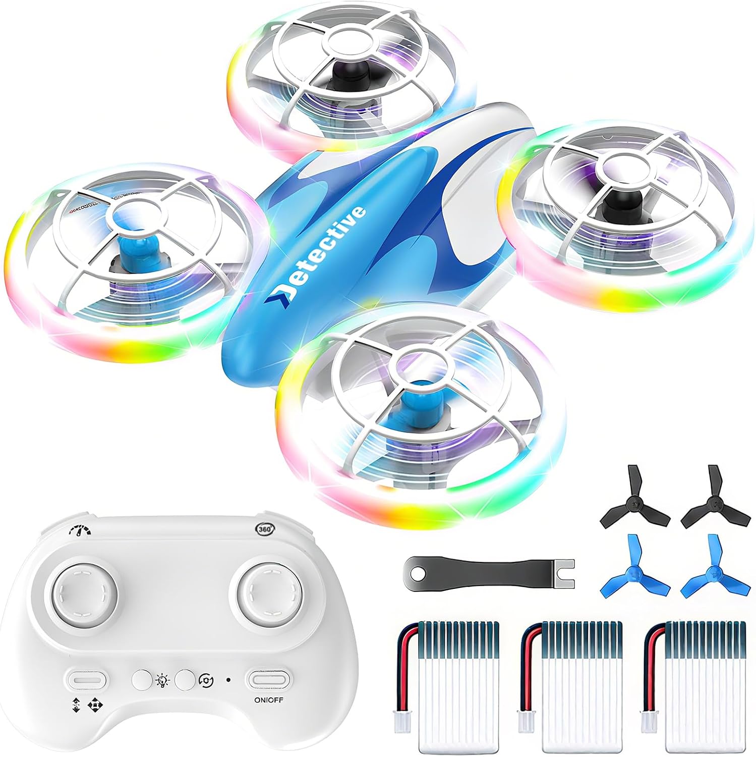 Mini Drone for Kids, Christmas Birthday Gifts for Boys Girls Beginners, Quadcopter Toy with LED Light, Propeller Full Protect, 360 Flips, 3 Batteries, Headless Mode, Remote Control