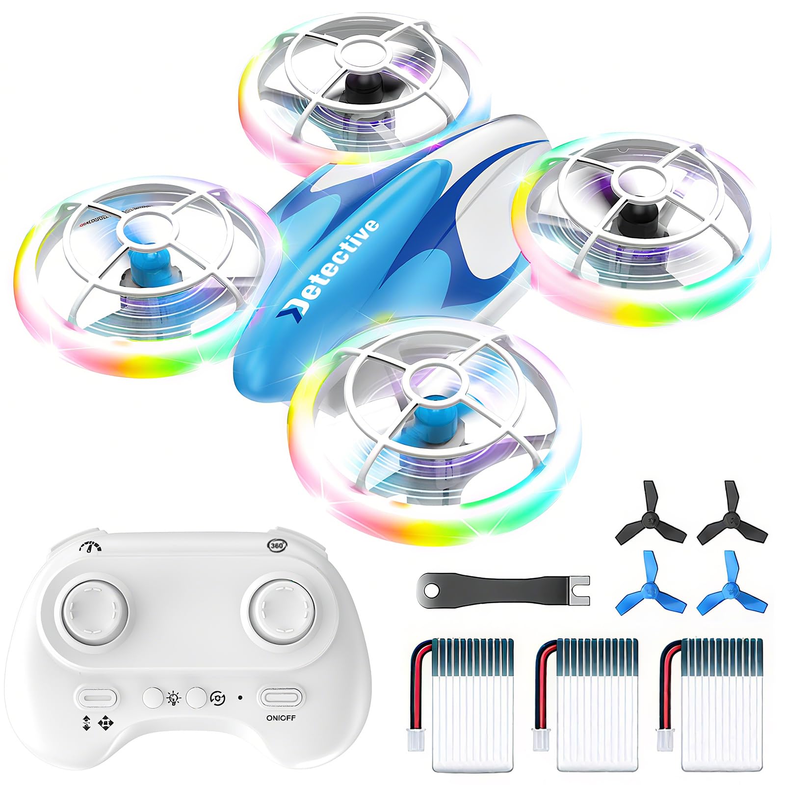 Mini Drone for Kids, Christmas Birthday Gifts for Boys Girls Beginners, Quadcopter Toy with LED Light, Propeller Full Protect, 360 Flips, 3 Batteries, Headless Mode, Remote Control