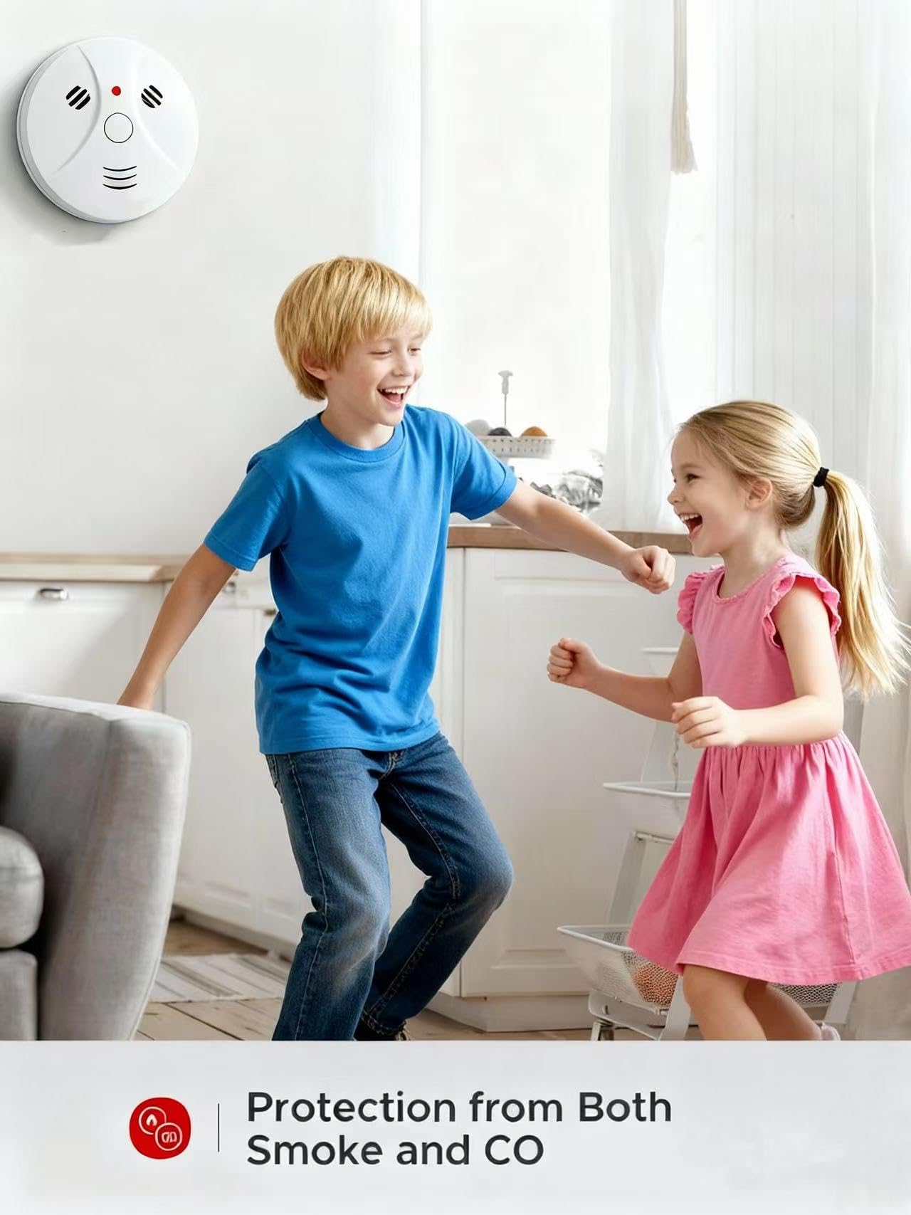 4 Pack Combination Smoke and Carbon Monoxide Detector Battery Operated Travel Portable Photoelectric Fire Co Alarm for Home — view 5