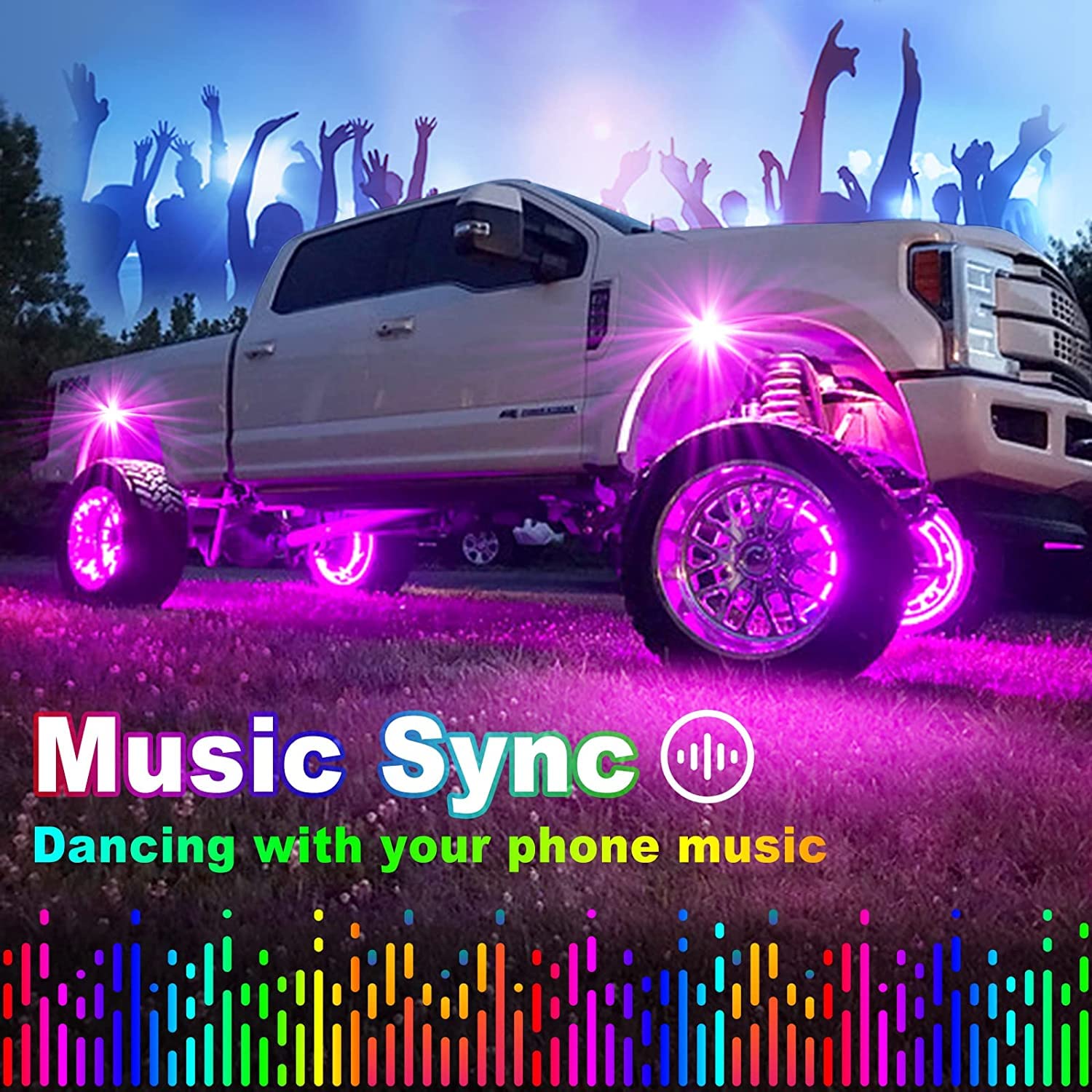 YiLaie RGB LED Rock Lights, 90 Luci LED con App Telefono/Telecomando per Timing Musica Moda Rock Lights Kit, Impermeabile Underglow Light per ATV RZR UTV SUV Off Road AUTO Moto (6 Pods)