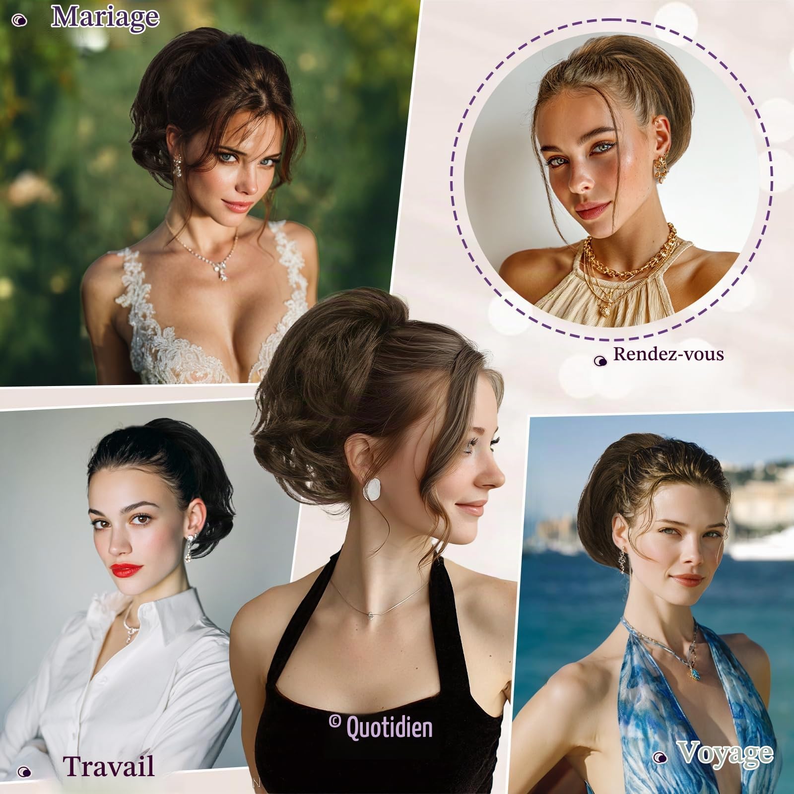 RUWISS Ponytail Cheveux Naturel avec Pince Humains pour Femmes, 22cm Courts Droite Postiche Chignon avec Métaux Malléables Extension Queue de Cheval Cheveux Brun Moyen