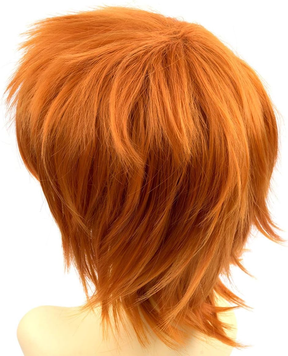 Yamel Anime Wig Dark Orange for Cosplay Party Synthetic Layered Short Hair Wigs with Bangs, Pastel Wigs for Women Men Adult - Image 5
