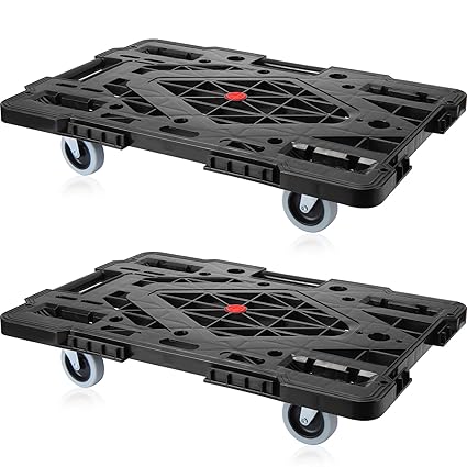 Barydat 2 Pack Furniture Moving Dolly Portable Dolly Cart with Wheels Flat Trailer Dolly Mover Rollers Leg 4 Wheel Cart Small Furniture Cart for Heavy Furniture Luggage, Black (176.4 Lbs Capacity)