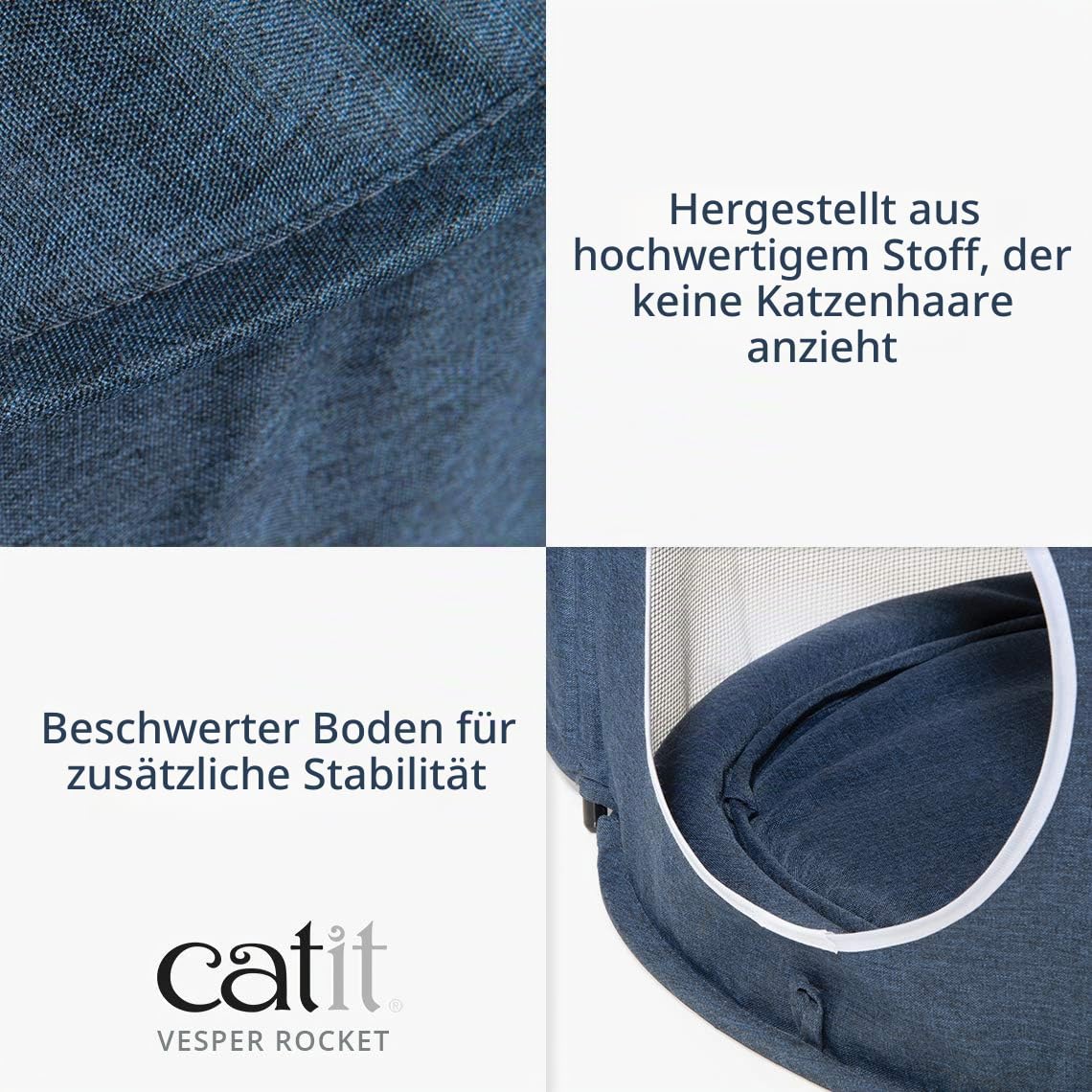 Catit 42001 Vesper Turm, in Raketenform, mit Schlafkissen, für Katzen, blau