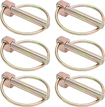 6Pcs 3/8 Inch Heavy Duty Lynch Pin with Ring, Round Linch Pins Assortment Kit Lock Pin Clips for Farm Tractors, Trucks, Trailers, Mowers (3/8 x 1-3/4 Inch)