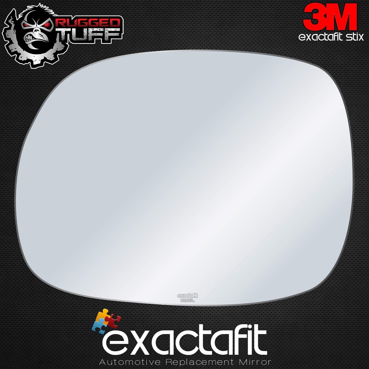 exactafit 8205L Driver Side Mirror Glass Replacement Repair Compatible With 2000-2006 Toyota Tundra, 2001-2007 Toyota Sequoia