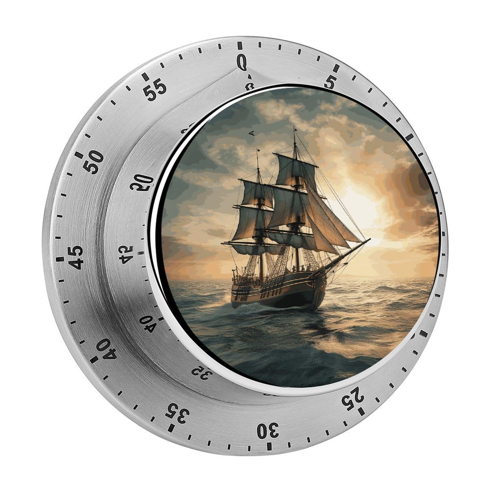 Adfgyerh Style Ship Sailing Alone Timer For Cooking, Kitchen Timer Magnetic No Batteries Required, Mechanical Timer With Loud Alarm, For Fitness Baking Exercise Oven