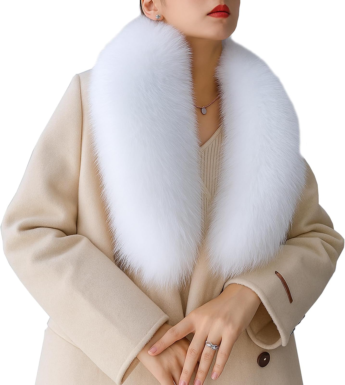 Faux Fur Collar Scarf Stole for Women's Ladies Neck Warmer Winter Fluffy Scarves Wrap Shawl