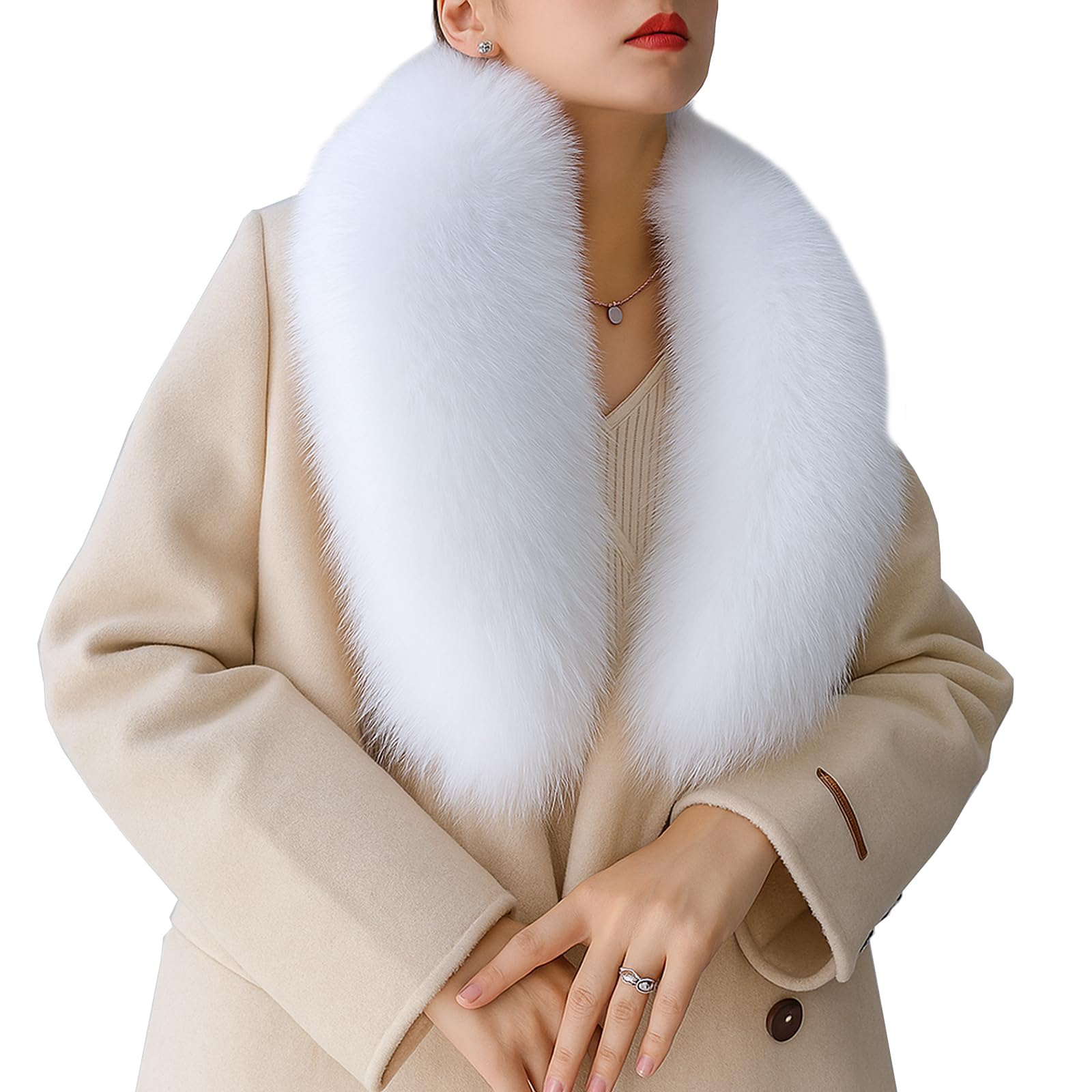 Faux Fur Collar Scarf Stole for Women's Ladies Neck Warmer Winter Fluffy Scarves Wrap Shawl