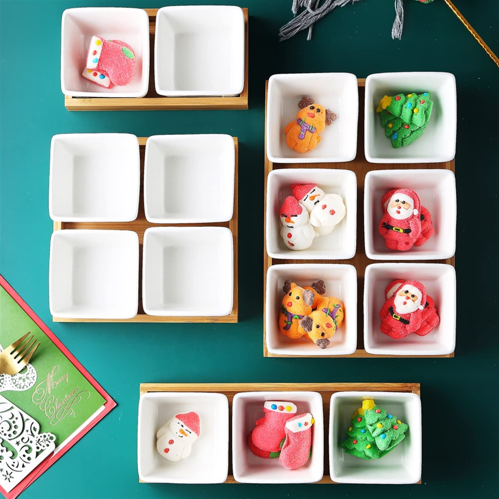 Dipschälchen Keramische Sauce-Teller-Dessert-Platten-Quadrat-Form-Fruchtplatte mit Tablett-Porzellan-Kuchen oder Süßigkeitsplatte Dip/Tauchschalen Saucen Schalen (Color : E)