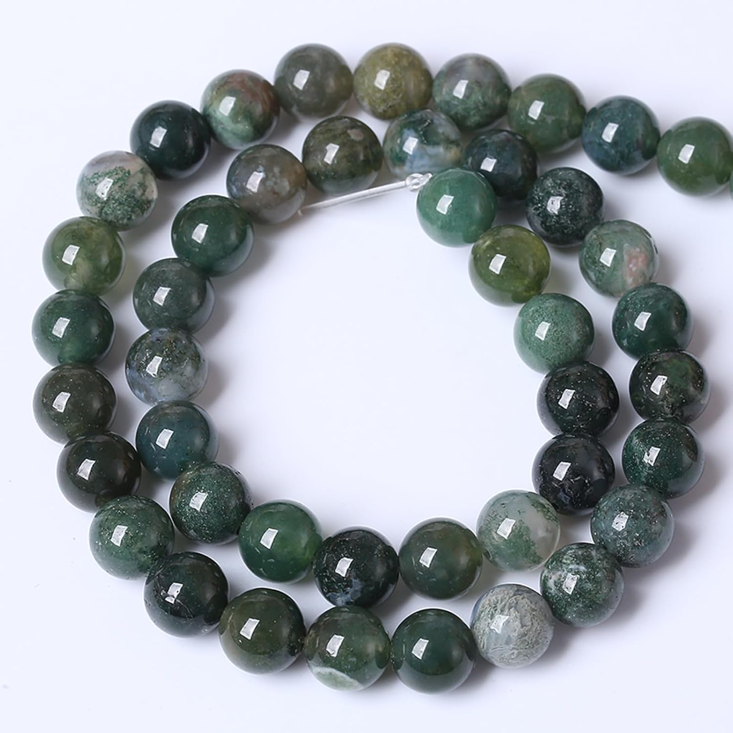 Natural Green Moss Agate Stone Beads 180pcs 4MM for Jewelry Making Round Gemstone Beads DIY Bracelet Necklace 2 Strands 32" - Image 3