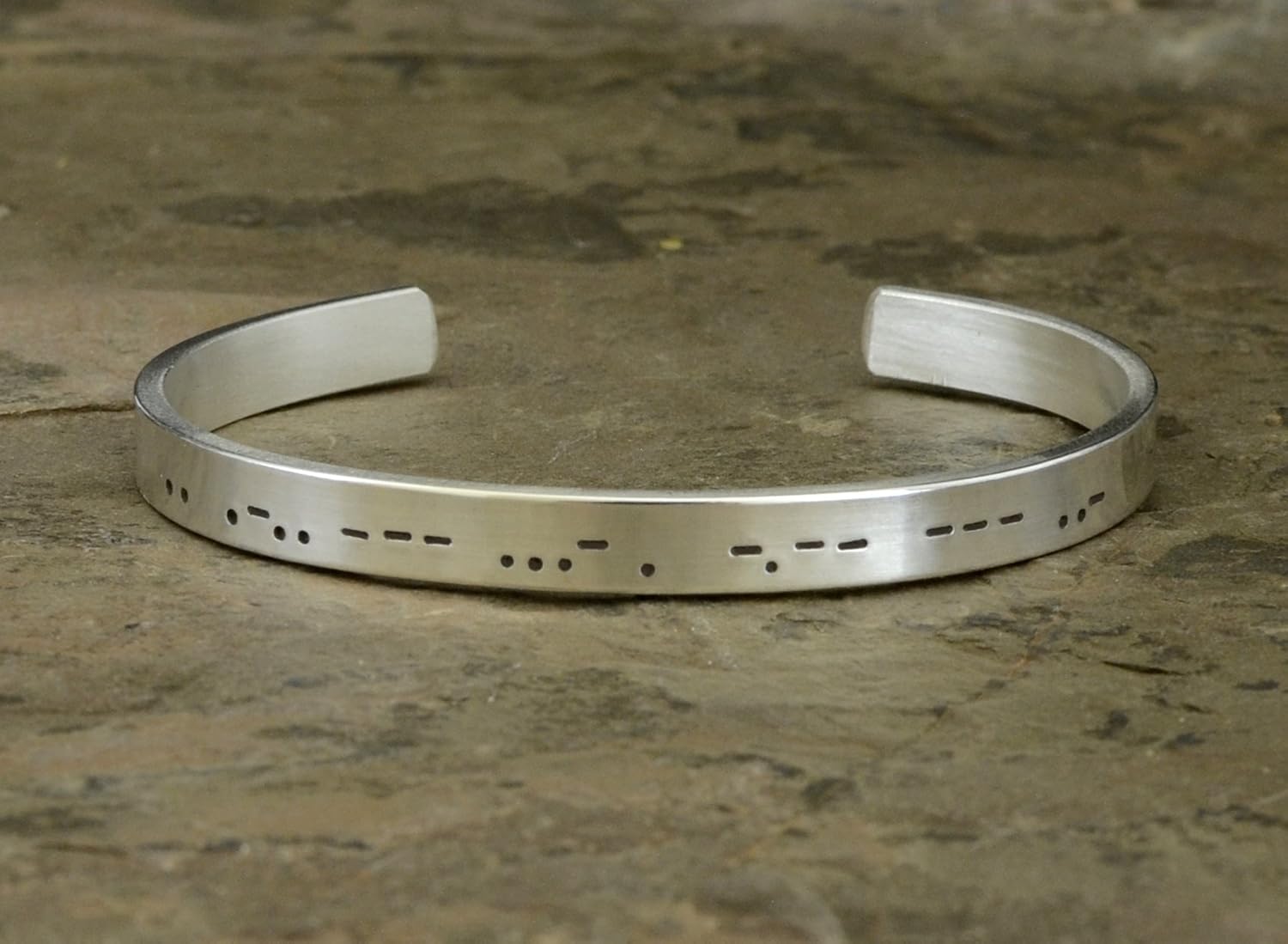 Personalized Morse Code Sterling Silver Cuff Bracelet