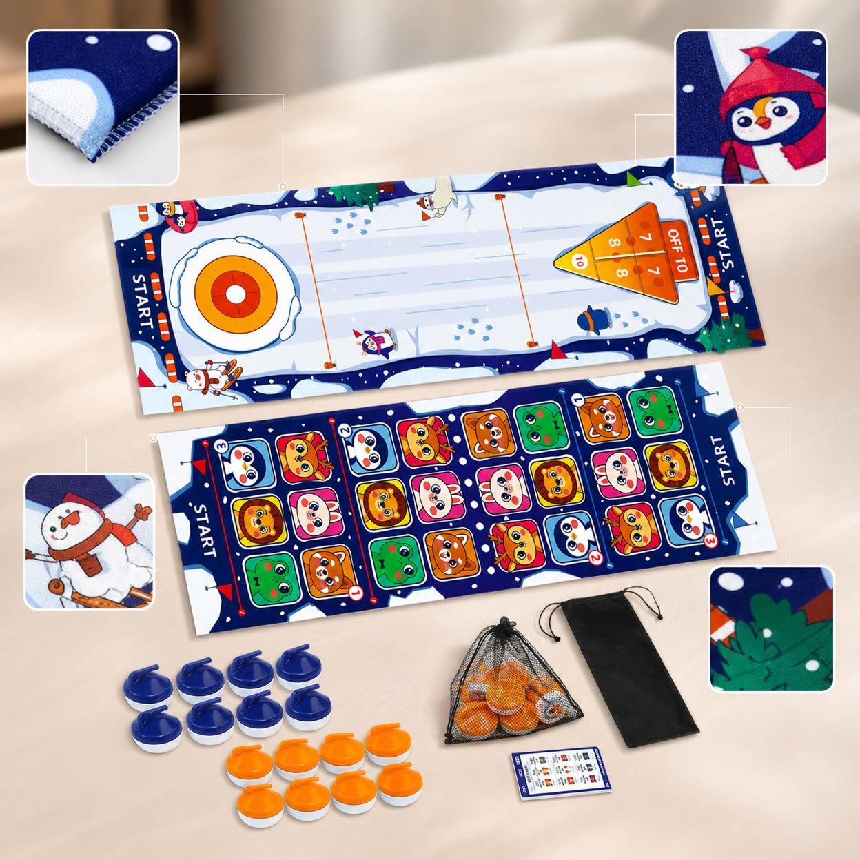Tischspiele Set für Erwachsene, Roll-Up Geschicklichkeitsspiele, Minigolf für Zuhause, Spielesammlung Klassiker