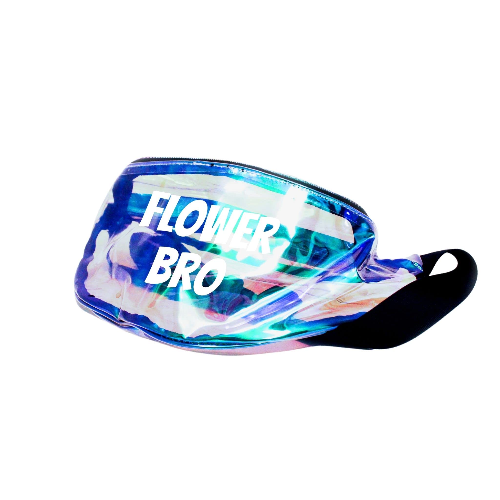 Flower Bro Holographic Metallic Fanny Pack (Clear Version 1 w/White Text)