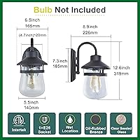 Vista 6 de Aplique de pared para exteriores con pantalla de vidrio transparente semillado, accesorio exterior impermeable en acabado de bronce aceitado