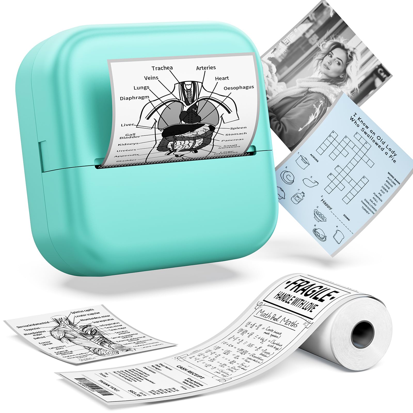 WCZ Mini Sticker Printer - Sticker Box Printer AI Smart APP Print Pod Mini Printer Thermal Portable Sticker Maker Machine for Student DIY Scrapbook,