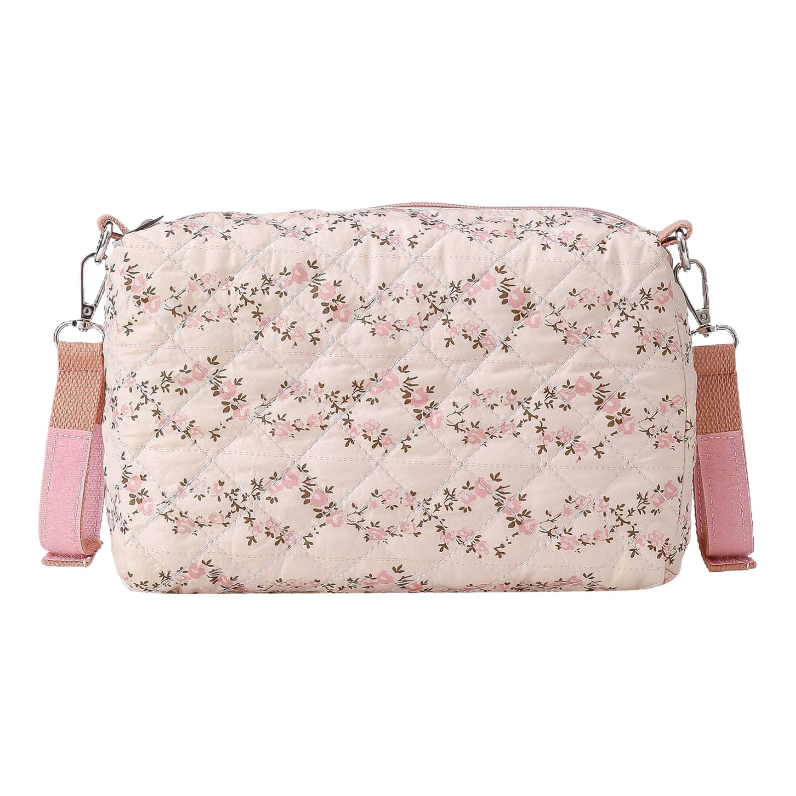 HTU Floral Outdoor Diaper Bag Large Capacity Diaper Storage Bag Multifunctional Reusable Portable for Diapers Wipes Baby Essential (Flower Pink) (Style 4)