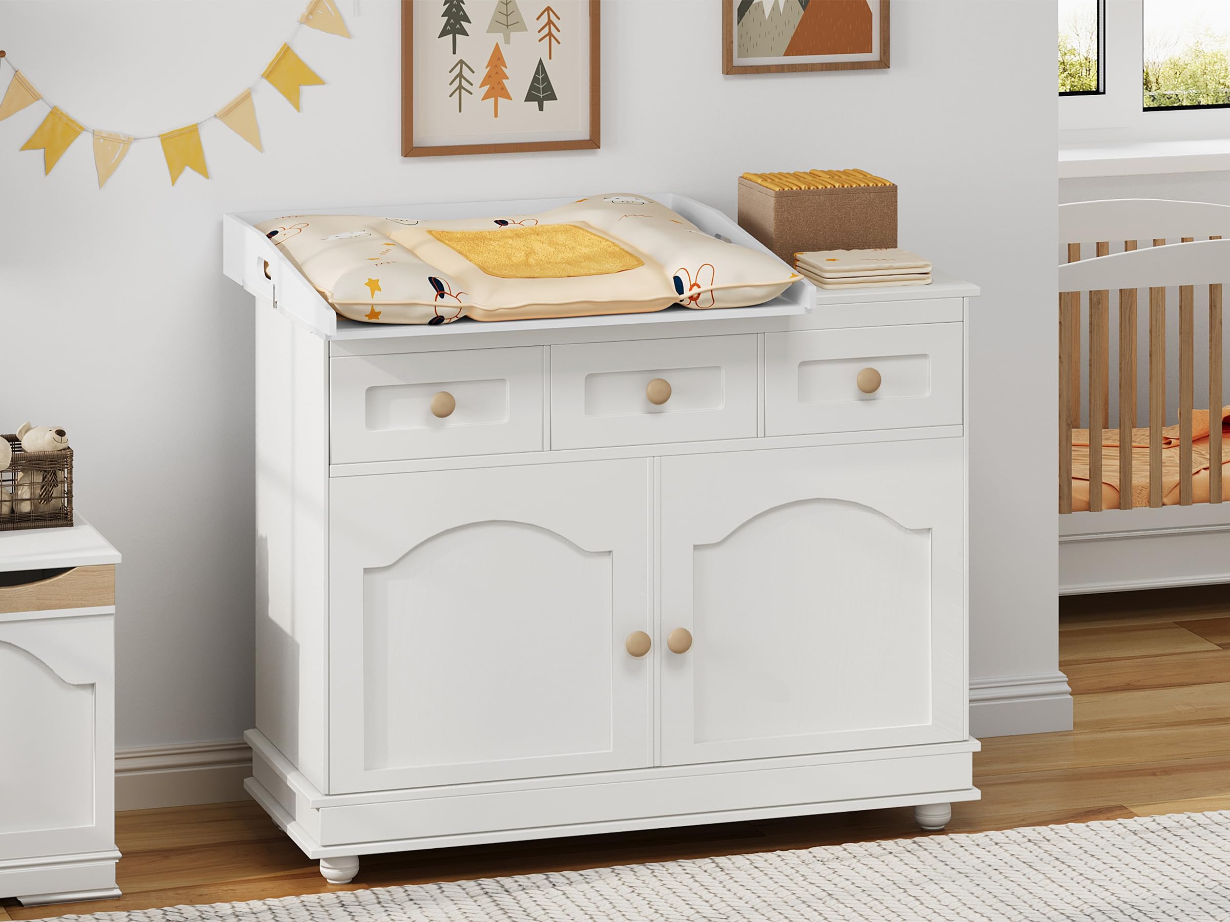 WOLTU Plan à langer en MDF pour commode 80x75x10 cm, plateau amovible pour table à langer, Blanc