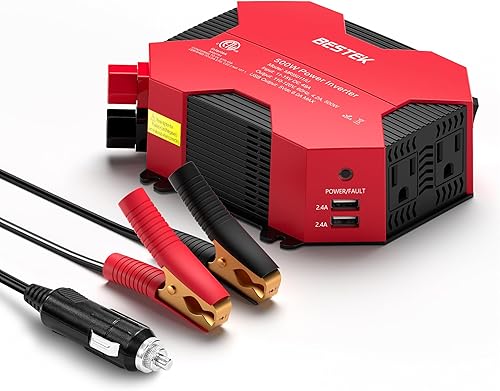 BESTEK Inversor de corriente para automóvil de 500 W, CC 12 V a CA, 110 V, adaptador de enchufe de automóvil, convertidor de corriente con 4 puertos