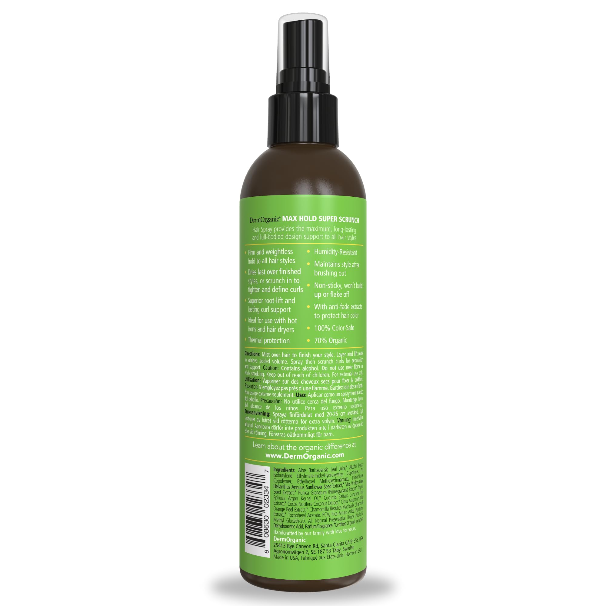DermOrganic Max Hold Super Scrunch Haarspray mit Granatapfel-Extrakt gegen Verblassen - Lockensteuerung, 28 ml
