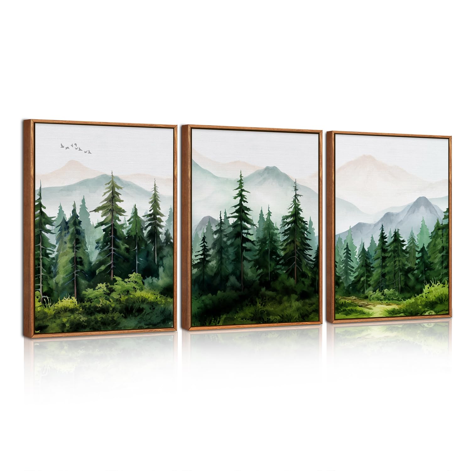 HPNIUB Bergkiefern-Wandkunst Set im Rahmen, Natur-Wildnis Il