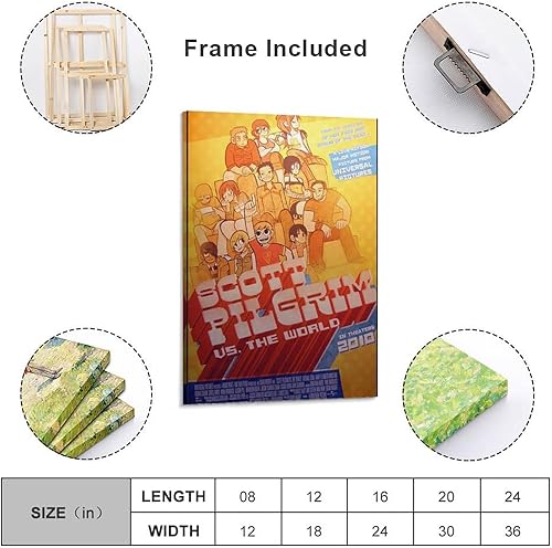 Miniatura 2 de Scott Pilgrim Vs. The World - Póster de película clásica (16) póster, pintura decorativa, lienzo, arte de pared, póster de sala de estar,