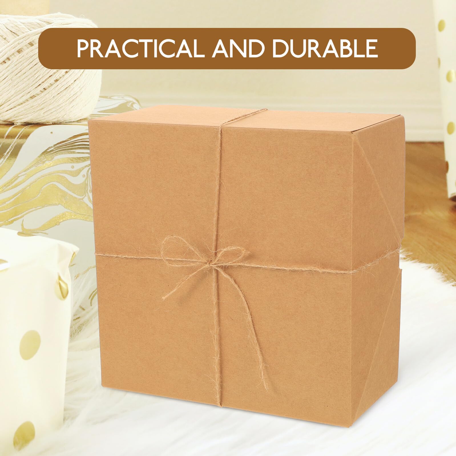 VICASKY 6 pezzi Scatole Regalo Kraft Confezioni Decorative Quadrate in Carta Kraft per Bomboniere Packaging Dolci e Regali Eleganti