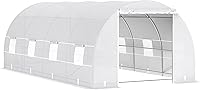 Outsunny 20x10x7 ft Walk-in Tunnel Greenhouse Kit - Galvanized Steel Frame, Zipper Door, 8 Mesh Windows for Ventilation, White PE Cover