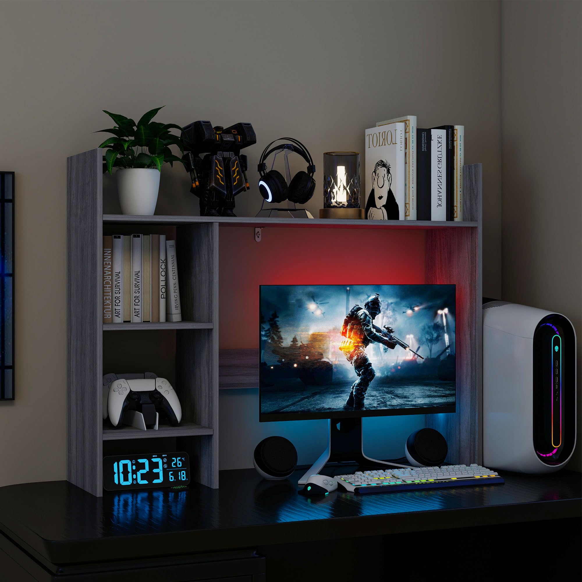 Amazon.com: FTZxHKLX Desktop Bookshelf, Wooden Desk Hutch for