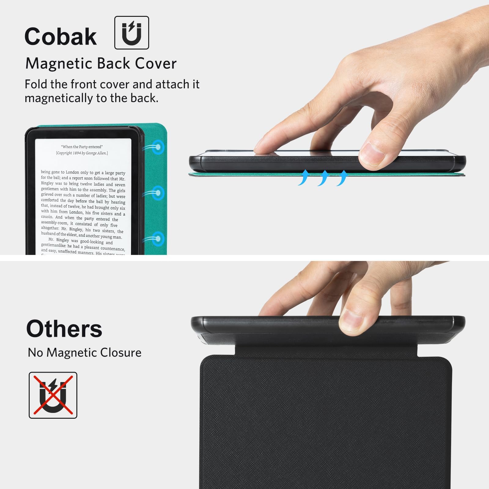 CoBak Etui magnetyczne do 7" Kindle Paperwhite 12. generacji 2024 i Kindle Colorsoft - Kompatybilne z iPhone MagSafe, do ładowarek bezprzewodowych Samsung/Belkin/Anker, automatyczne włączanie