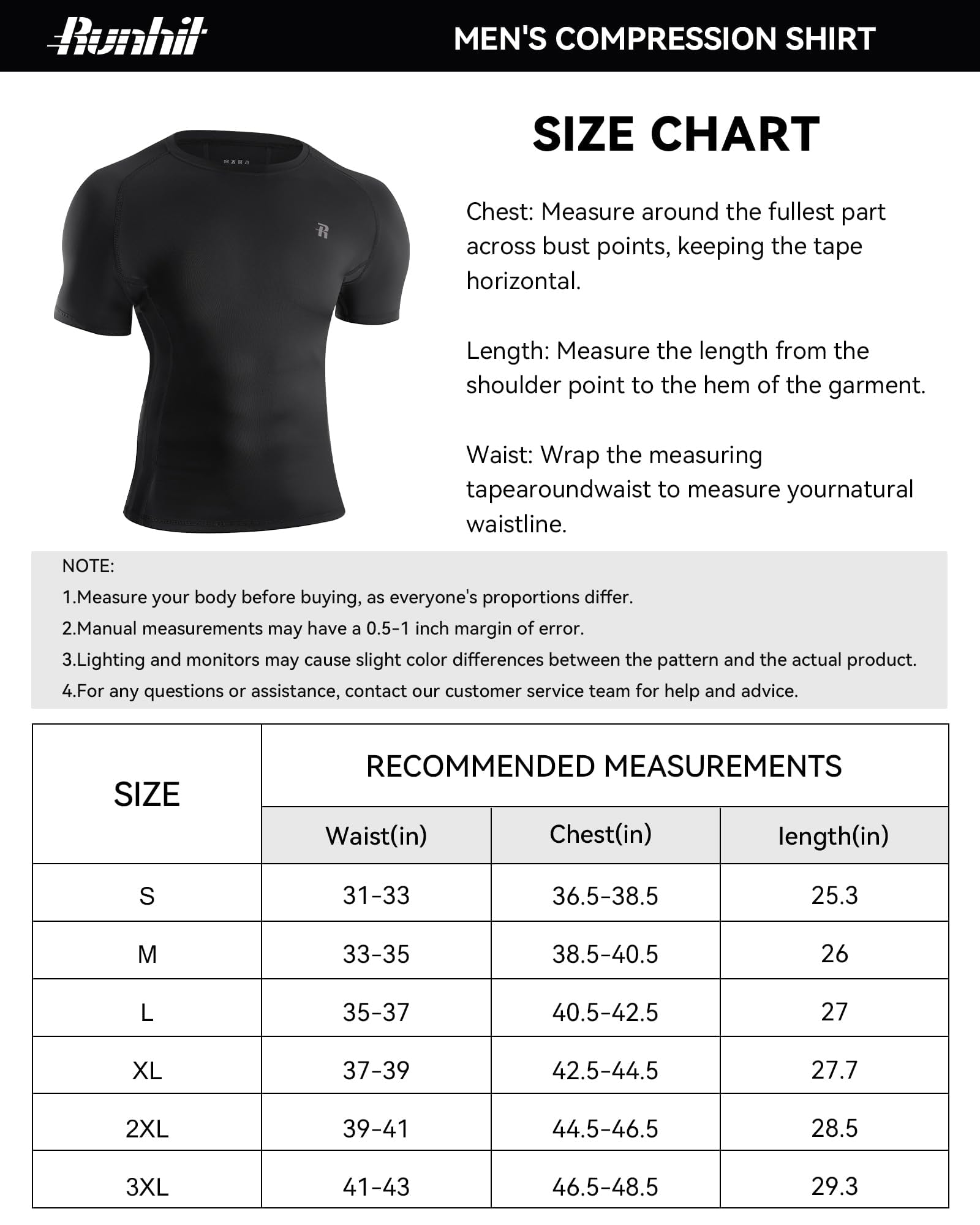 Runhit Paquete de 2 camisetas de compresión para hombre, manga corta, fresca, para entrenamiento, atletismo, capa base, camiseta interior