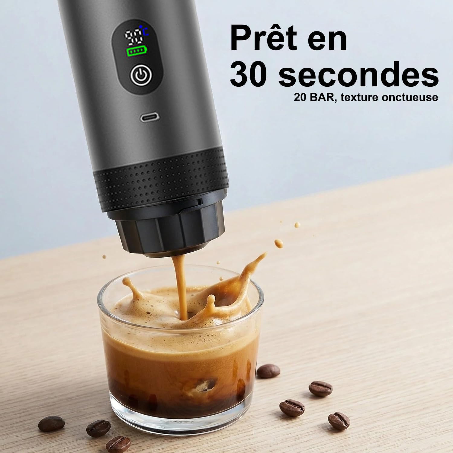 3 En1 Machine à Café Portable de Voyage,pour RV, camping,randonnée, bureau | Avec auto-chauffage,avec Charge USB-C,Cafetière avec café moulu et capsule NS,Machine à café électrique portable