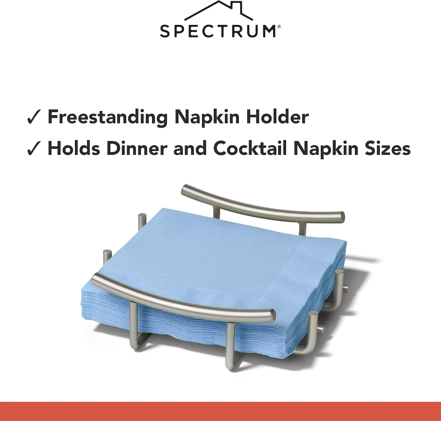 Spectrum Diversified Euro Flat Paper Napkin Holder, Napkin Dispenser for Dining Room & Kitchen Tables, Kitchen Décor & Organization
