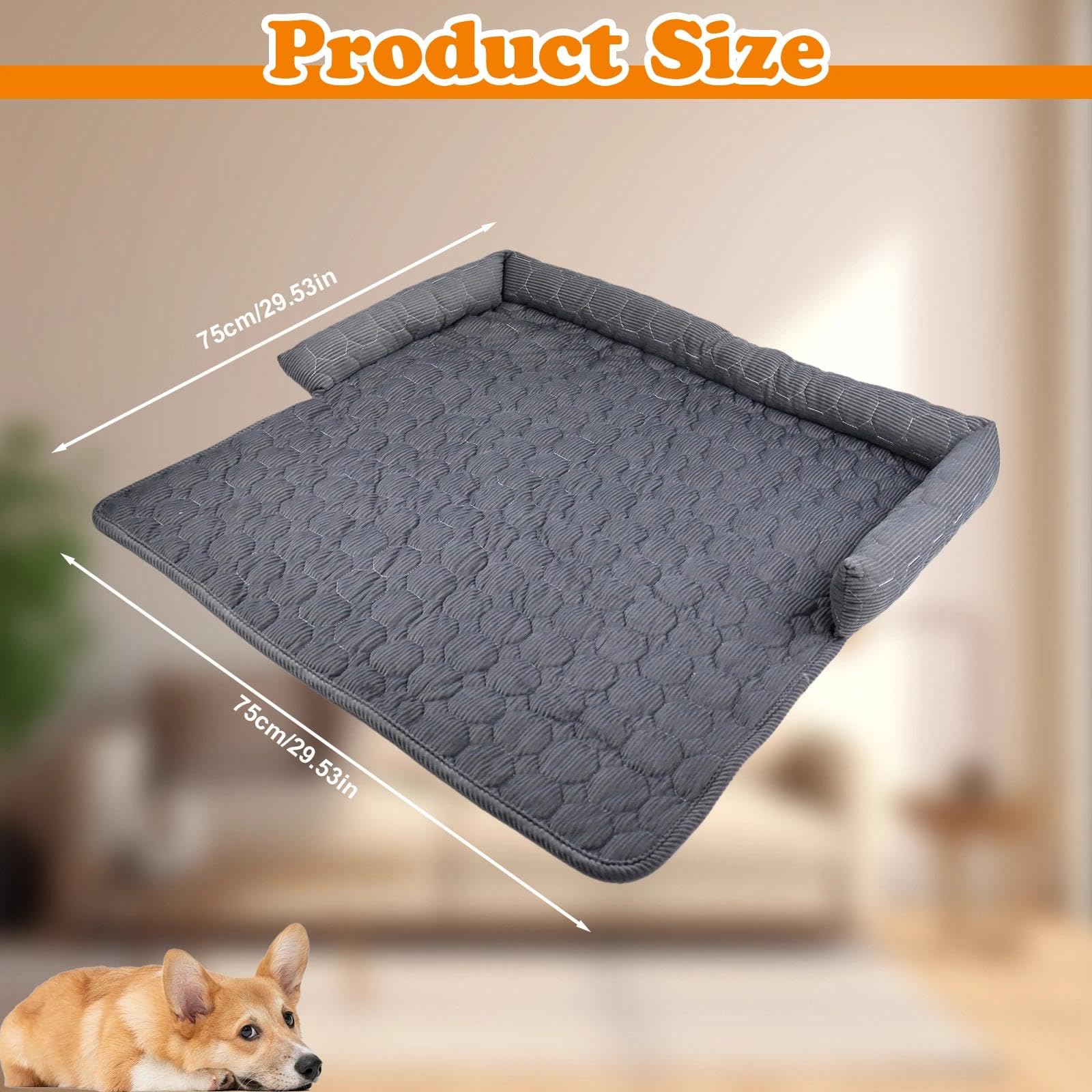 Panier Chien Panier Chien Dehoussable Lavable Protection pour Canapé, Coussin AntidéRapant pour Chiens De Grande, Moyenne Et Petite Taille, Chat, 75 X 75 Cm,Gris Foncé
