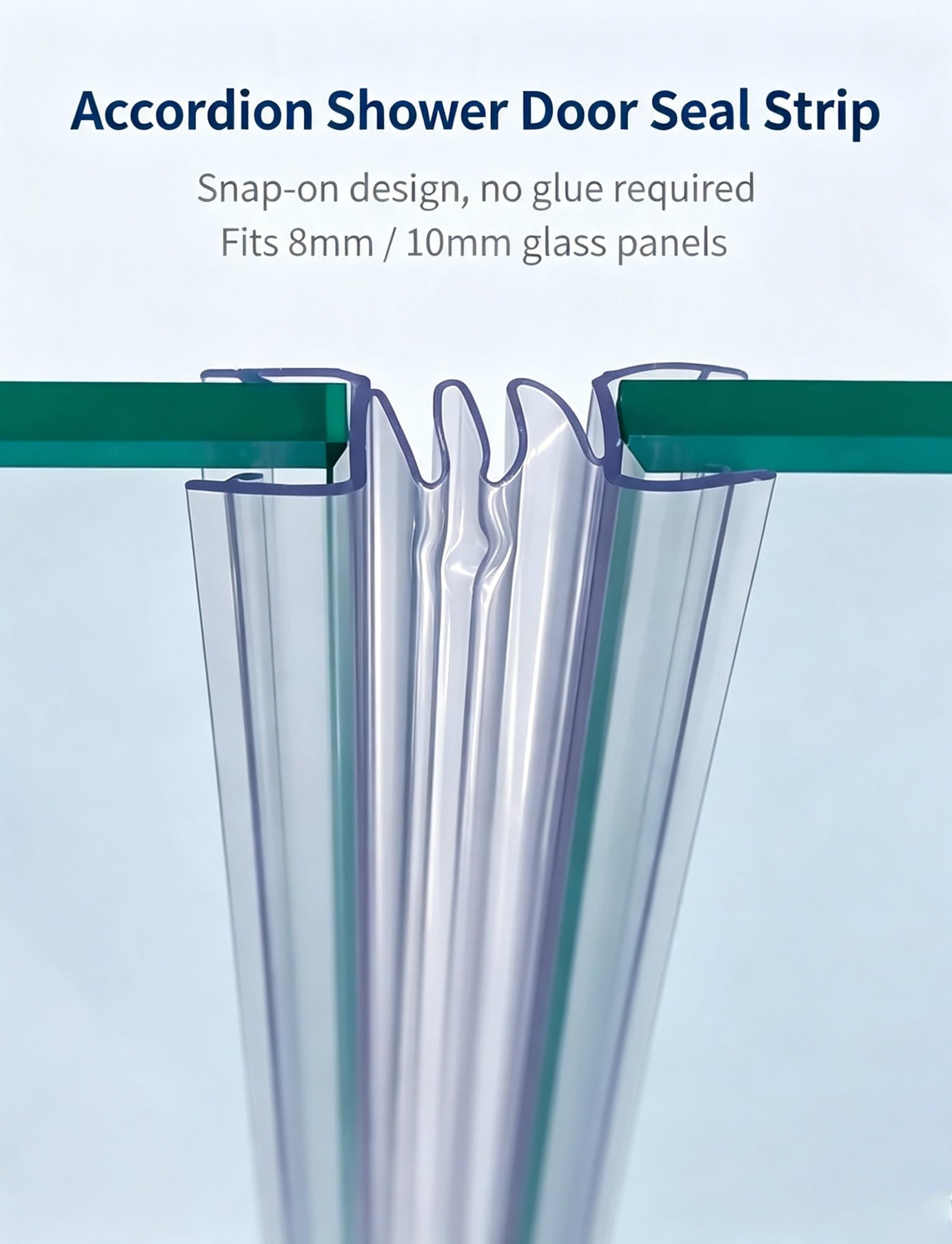 Junta ducha acordeón – 2M, vidrio 0,31 a 0,47 pulgadas, brida max 5cm, PVC | Tira de PVC que bloquea el agua estilo acordeón, fácil de instalar y se puede cortar a medida(Black,0.39in/1cm)