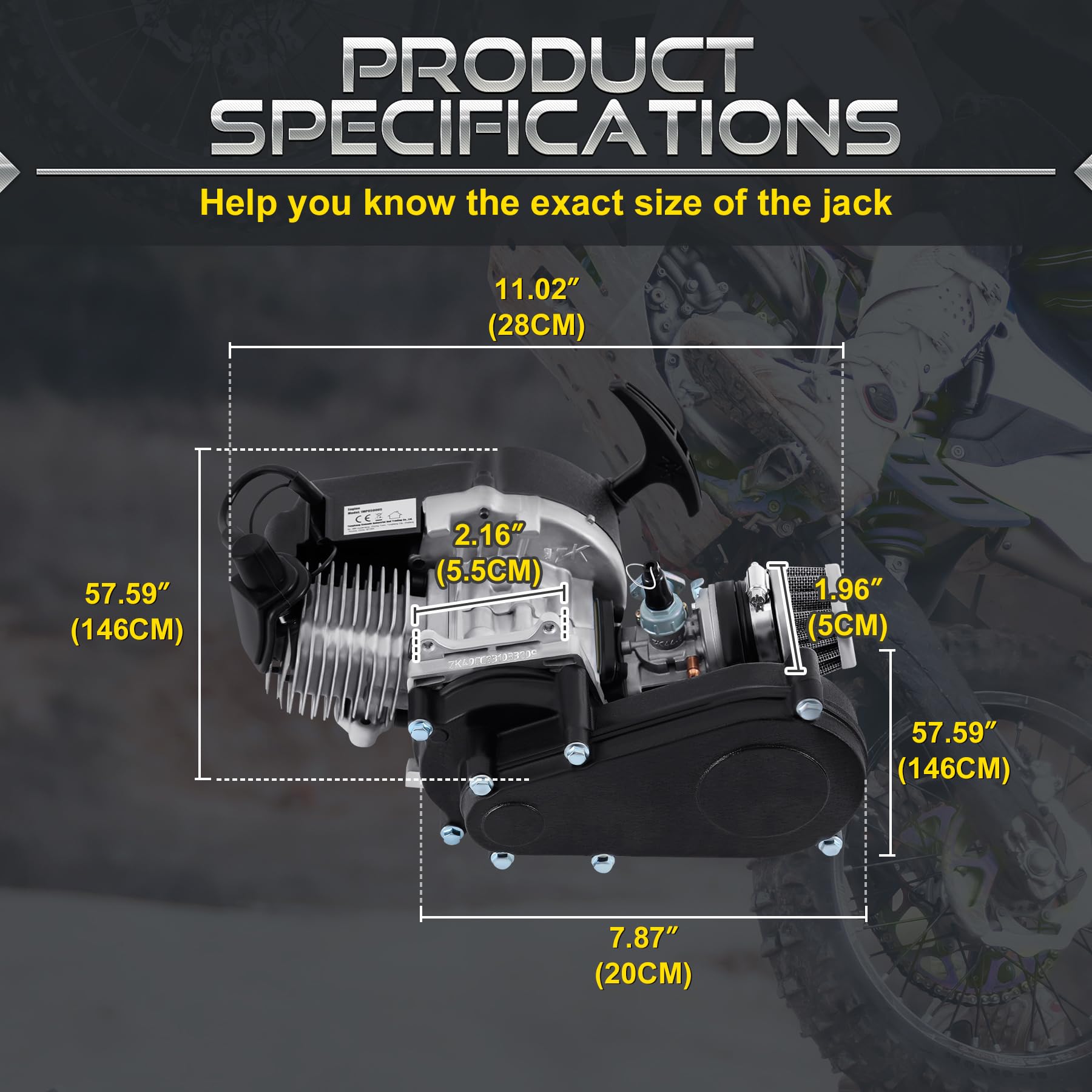 49cc Motore a 2 tempi Motore per moto Pocket bike Mini Bike Quad Cross Bike