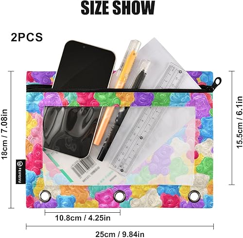 Miniatura 9 de Bolsas para carpetas, bonita bolsa de lápices Kawaii Corgi para carpeta de 3 anillas, paquete de 2 bolsas transparentes con cremallera para