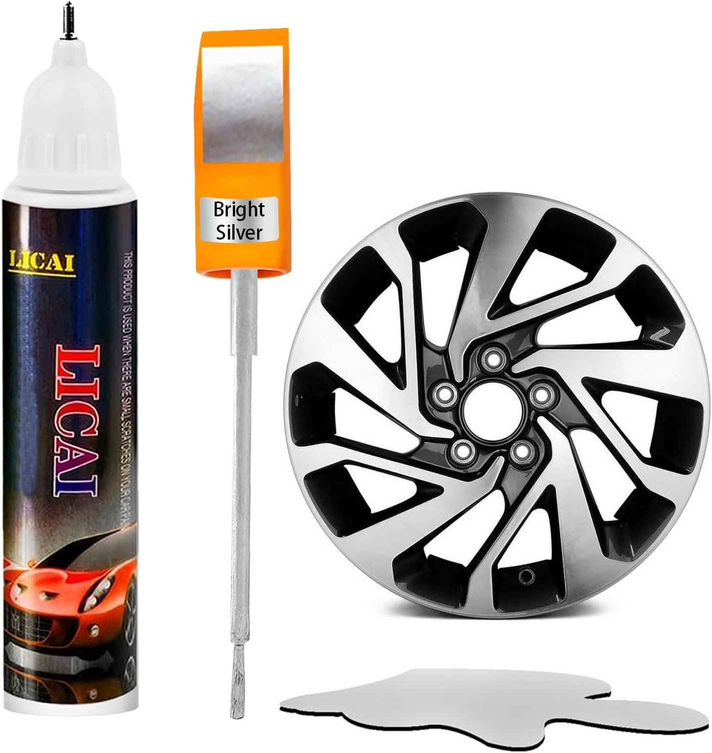 Bright Rim Touch Up Paint - Car Wheel Scratch Repair Pen, Quick & Easy Universal Silver Wheel Paint