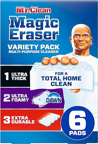 Mr. Clean Esponja mágica de borrador, limpiador multiusos, limpiador de limpieza, cocina, baño, ducha, horno, suministros de limpieza, paquete