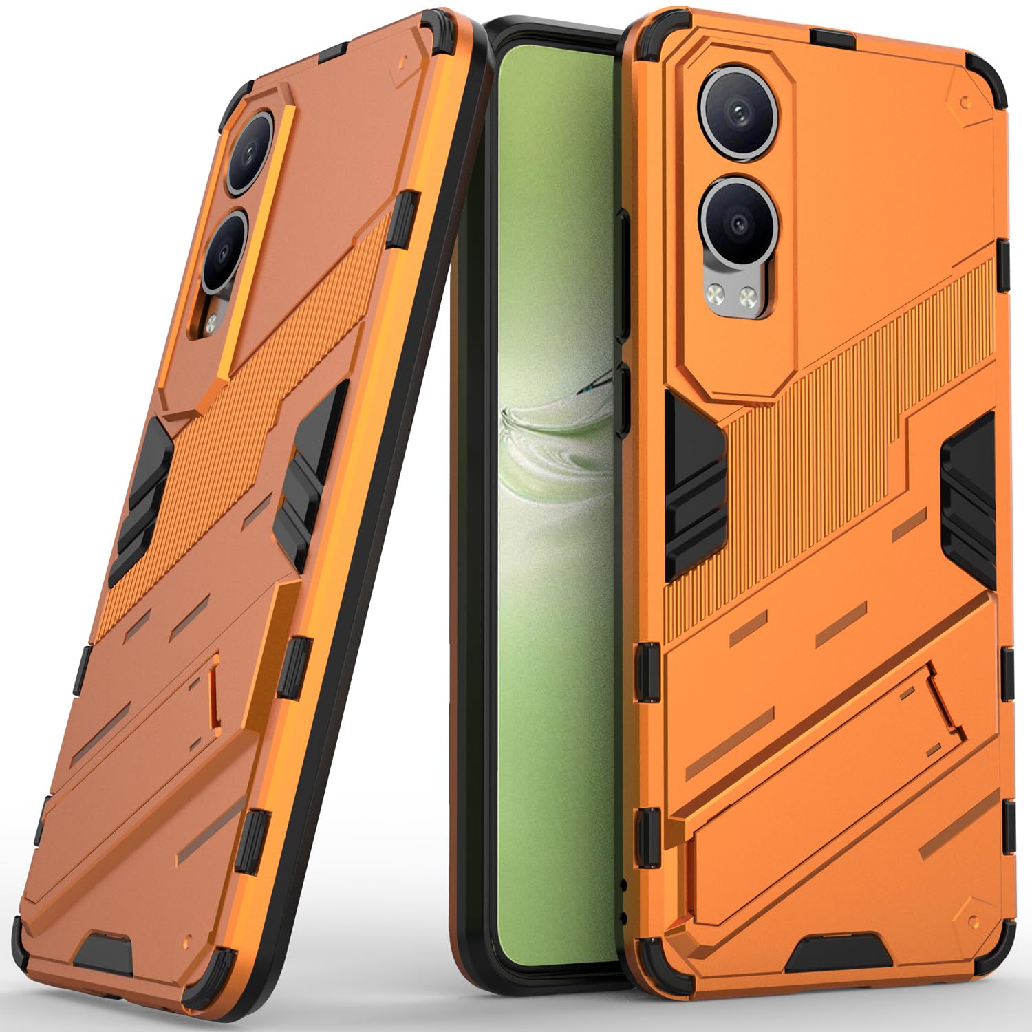 SCIMINPhone Case for Oppo K12x, Two-layered Protection Hard Shell Case with Integrated Two-way Kickstand Orange