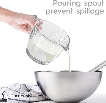 CuttleLab Glass 2 Cup Juicer Clear - Lemon and Lime Manual Squeezer Citrus reamer