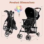 HONEY JOY Lightweight Stroller, Compact Travel Stroller for Airplane, Toddler Fold Pushchair w/Adjustable Canopy & Backrest, Storage Basket, Umbrella Stroller for Infants (Black)