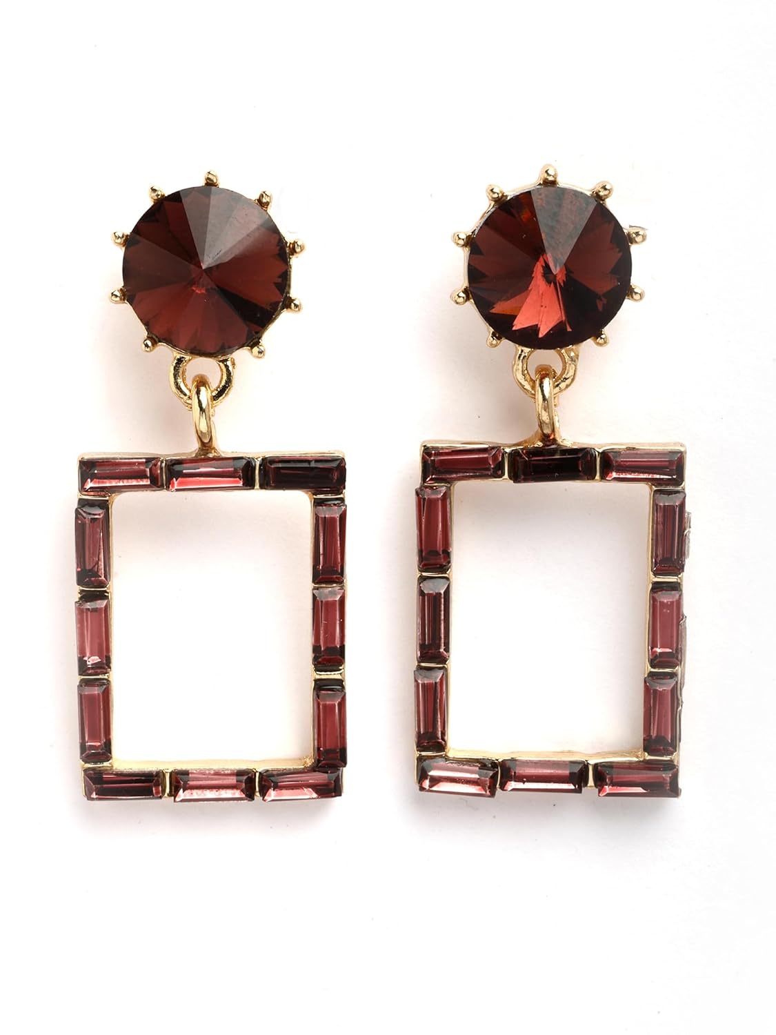 KARATCART Gold-Plated Contemporary Brown Drop Earrings for Women (33038548)