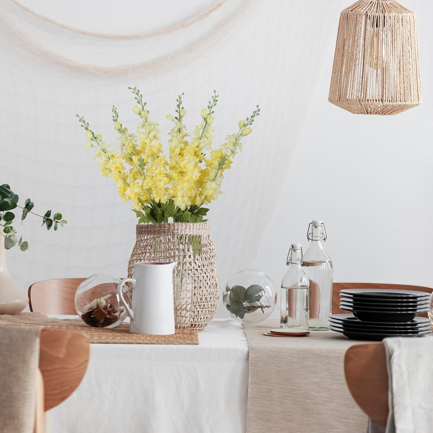 6PCS Yellow Delphinium Artificial Flowers 33" Larkspur Silk Long Stem for Tall Vase Wedding Centerpieces, Tables, Home Decor Indoor - Image 3