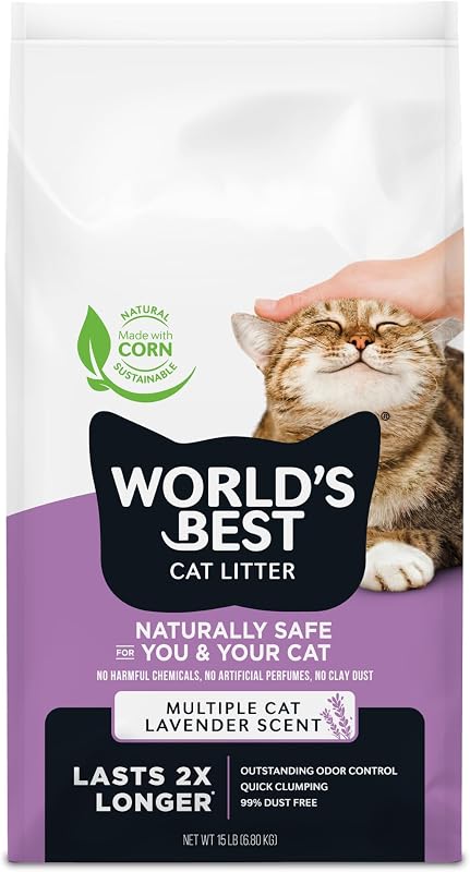Areia para Gatos de Milho com Lavanda World's Best Cat Litter, 6,8 kg