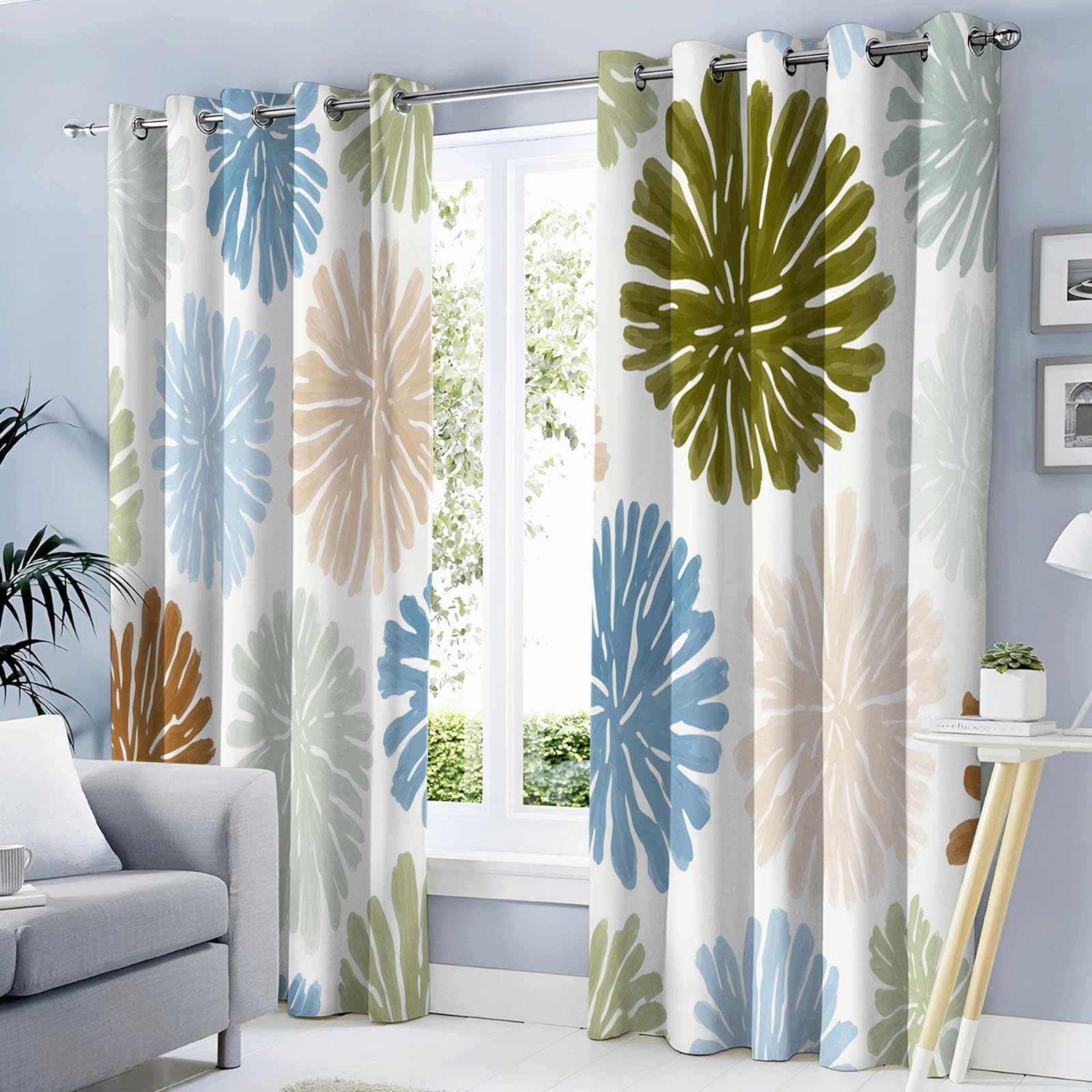 Draperies occultantes de qualité supérieure motif tourbillon floral 140x225 cm