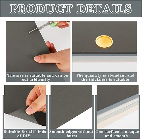 Miniatura 4 de Whaline 50 hojas de 8.5 x 11 pulgadas surtidos de color negro y gris, papel de cartulina para Halloween, manualidades, álbumes de recortes, para